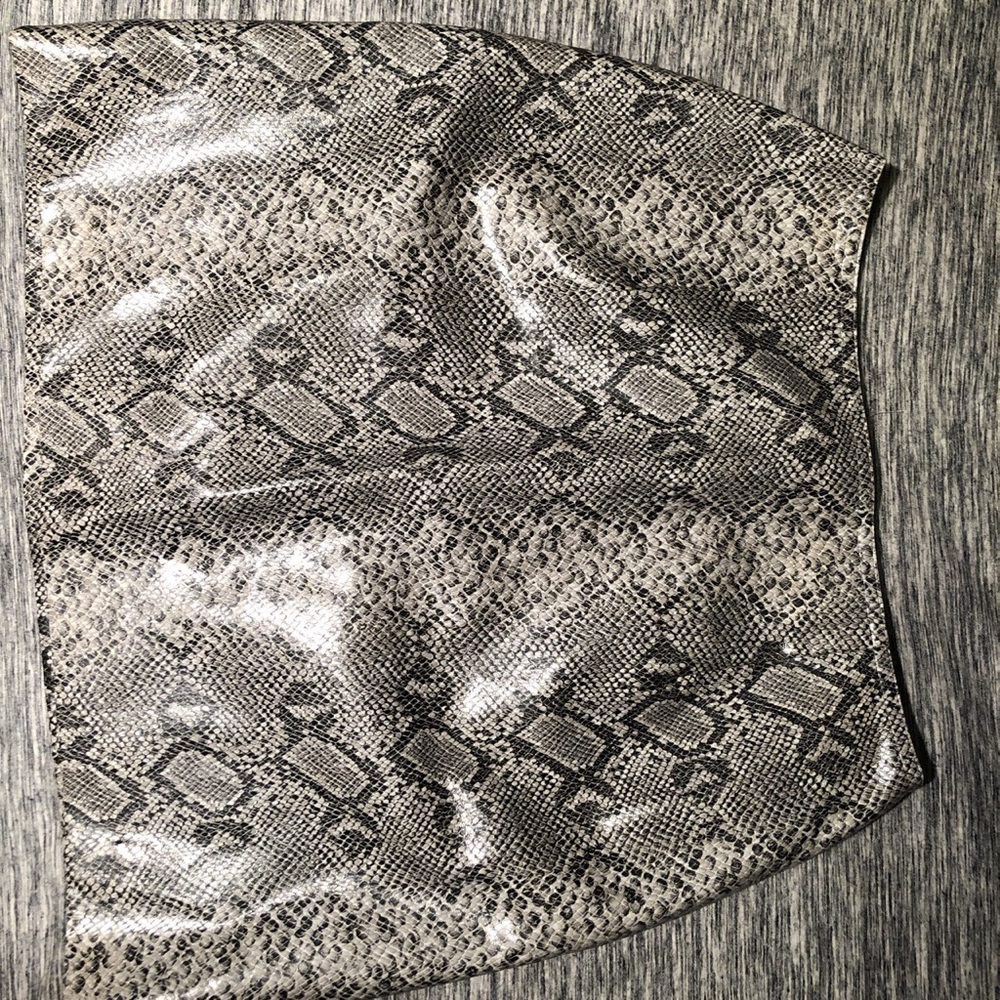 Faux leather snakeskin mini skirt